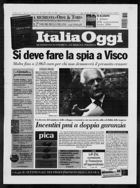 Italia oggi : quotidiano di economia finanza e politica